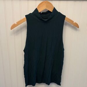 American Eagle Sleeveless Ribbed Dark Emerald Mock Neck Top
